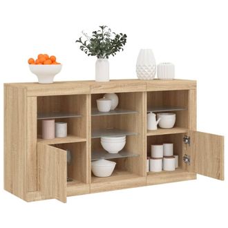vidaXL Vidaxl - Aparador Con Luces Led Roble Sonoma 123x37x67 Cm