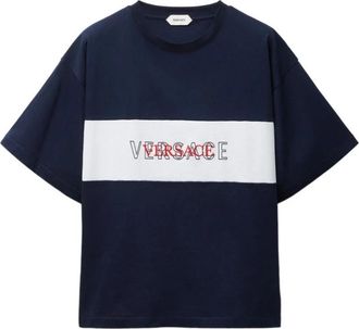 Versace T-shirts en Poloshirts - Heren - T-shirts - Blauw - L - Nylon - Tops