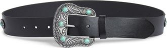 Treasure & Bond Oversize Buckle Leather Belt in Black at Nordstrom, Size Small