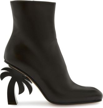 Palm Angels Palm-heel 95mm ankle boots - women - Leather/Leather/Bovine Leather (top grain) - 36 - Black