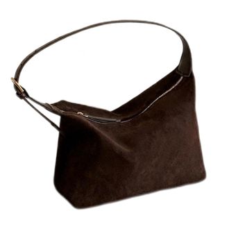 Generic Cymwer Women Frosted PU Leather Dumpling Shoulder Bag Adjustable Strap (Dark Brown)