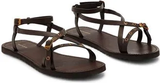 AllSaints Tyla Eyelet Ankle Strap Sandal in Dark Brown at Nordstrom, Size 11Us