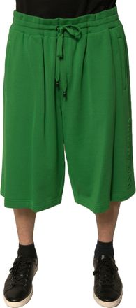 Dolce & Gabbana Green Cotton Blend Men Bermuda Shorts Polyester