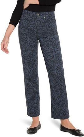 Nic+Zoe Recess Leopard Print Straight Leg Ankle Jeans in Blue Multi at Nordstrom Rack, Size 30
