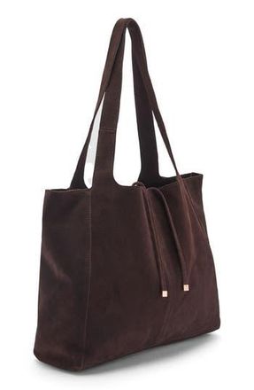 Mango Suede Shopper Tote in Chocolate Leather at Nordstrom Rack