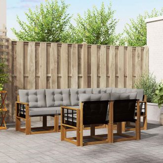 vidaXL Vidaxl Set Di Divani Da Esterno 7 Pz Grigio Naturale E Chiaro