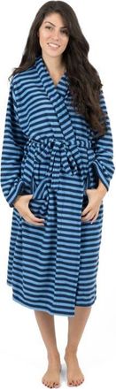 Leveret Womens Micro Fleece Robe in Blue & Navy Stripes at Nordstrom, Size X-Large