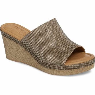 Easy Street Womens Tuscany Octavia Glitter Slides In Gold