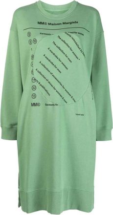 Maison Margiela Midi-jurk met zijsplit - Dames - Korte kleedjes - Groen - L - Katoen - Kleedjes