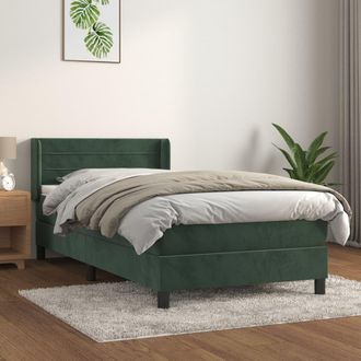 vidaXL Cama Box Spring Con Colch&oacute;n Terciopelo Verde Oscuro 90x190 Cm Vidaxl