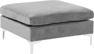 Beliani Beliani - Velvet Ottoman with Top-Pillow Seat Footstool Metal Legs Grey Evja