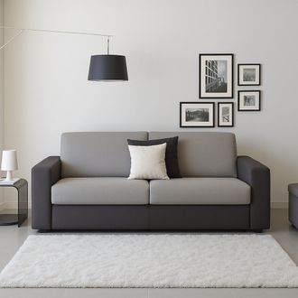 Dmora Sof&aacute; Fijo Dmazzon, Sof&aacute; De 2 Plazas, 100% Made In Italy, Sof&aacute; Sala De Estar, En Tela Acolchada, Con Reposabrazos Delgados, Cm 160x95h90, Gris Y Antrac
