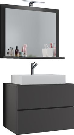 ebuy24 Ebuy24 - Vcm 3 Pcs Lavabo Lavabo Gabinete Inferior Ancho 60 Cm Muebles De Ba&ntilde;o Con Cajones Espejo Lendas (antracita)
