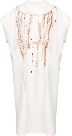 Maison Margiela Abito lungo con perline - Bianco