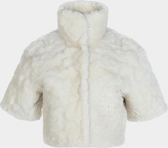 Gorski Select Rose-Print Shearling Bolero