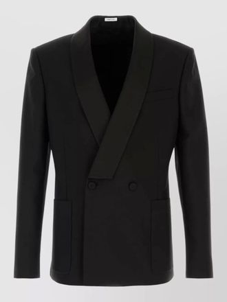 Alexander McQueen wool blend blazer double breasted satin lapel