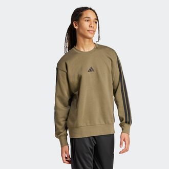 adidas Sweatshirt ADIDAS SPORTSWEAR M 3S FL SWT, Herren, Gr. S, gr&uuml;n (olive strata, schwarz), Obermaterial: 55% Baumwolle, 36% Polyester, 9% Viskose, normal,