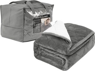 Woltu Woltu Manta Con Peso De 11 Kg Manta Pesada Ansiedad Para Adultos Manta Sofa Invierno 150x200 Cm Manta Cama Suave De Franela Alivio De Estres Gris