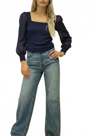Nation Ltd Laura Long Sleeve Top In Its Navy