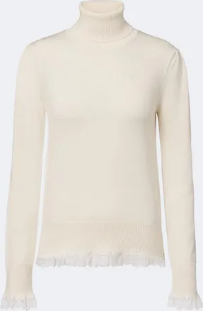 Ganni Lace-trimmed wool turtleneck sweater