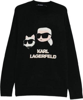 Karl Lagerfeld Maglione con stampa - Nero
