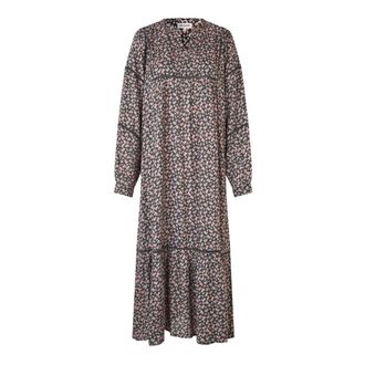 Lollys Laundry Maxi Jurk Gewassen Zwart - Dames - Casual kleedjes - Veelkleurig - M - Katoen - Kleedjes