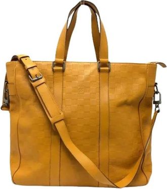Louis Vuitton Pre-owned Damier Infini Leren Tote Bag - Dames - Vintage Shopper - Geel - ONE Size - Leer - Vintage