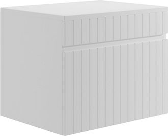 Vente-Unique Mueble suspendido de lavabo listado blanco con tabla - 60 cm - SATARA