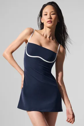Alo | Airbrush Streamlined Dress in Navy/Ivory, Size: Large