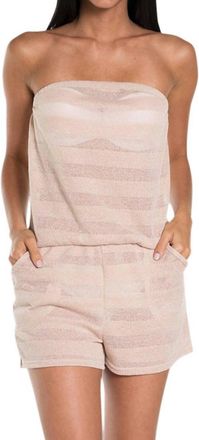 Jordan Taylor V-Neck Stripe Burn Out Romper In Nude