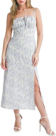 All in Favor Eyelet Embroidery Midi Dress in Blue Ivory at Nordstrom, Size X-Small