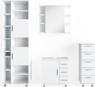 Vicco Conjunto De Muebles De Ba&ntilde;o Ilias, Blanco, 4 Partes, Con Armario Alto