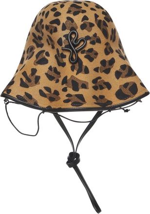 Ruslan Baginskiy Geborduurde wollen tas met leren afwerking - Dames - Hoeden - Bruin - ONE Size - Wol - Accessoires