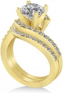 Allurez Diamond Accented Tension Set Bridal Set 14k Yellow Gold (0.35ct)