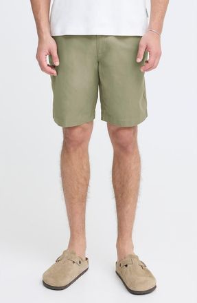 Casual Friday Flat Front Cotton & Linen Chino Shorts in Mermaid at Nordstrom, Size X-Large