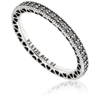 Pandora Ladies Sterling Silver Sparkle & Hearts Ring, Size 52