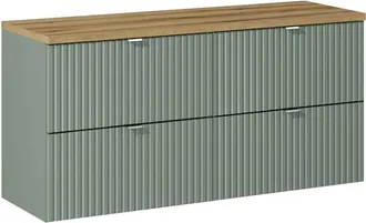 Petits Meubles Mueble bajo lavabo 4 cajones encimera estratificado Verde marrón