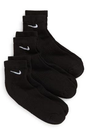 Nike 3-Pack Everyday Cushion Ankle Socks in 010 Black/white at Nordstrom Rack, Size Large