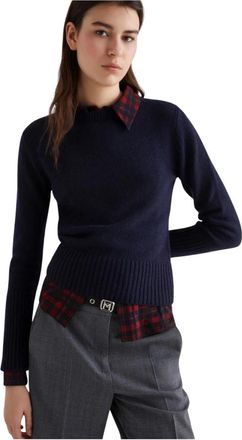 Marella Rondgebreide trui - Dames - Ronde hals truien - Blauw - XL - Truien & Vesten