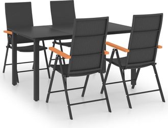 vidaXL Juego De Comedor Para Jard&iacute;n 5 Piezas Negro Y Marr&oacute;n Vidaxl