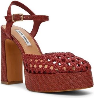 Steve Madden Lexie Ankle Strap Platform Pump in Rust at Nordstrom, Size 5.5