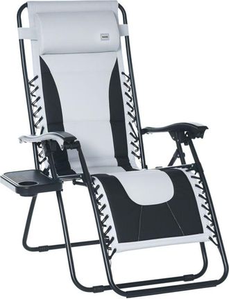 OUTSUNNY Zero Gravity Lounger Folding Recliner Chair w/ Cup Holder Light Grey