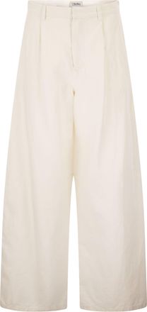 Max Mara Smmaloa Hose mit weitem Bein aus Baumwolle und Leinen