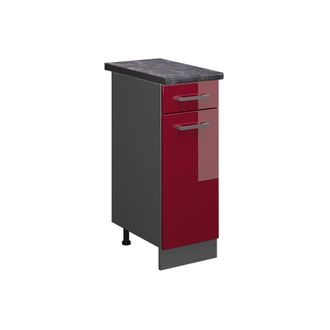Vicco Mueble Bajo De Cocina R-line, Rojo Burdeos Alto Brillo, 30 Cm, Et Antracita Vicco