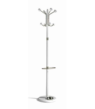 HERDASA Herdasa - Perchero Mod. 421 Con Parag&uuml;ero Herrajes En Cromo Satinado Lacado Blanco, 180 Cm(alto)37 Cm(ancho)37 Cm(largo)