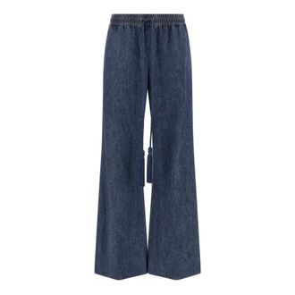 Valentino Garavani Wide Jeans, female, Blue, Size: XS Chambray Wide Flared Jeans