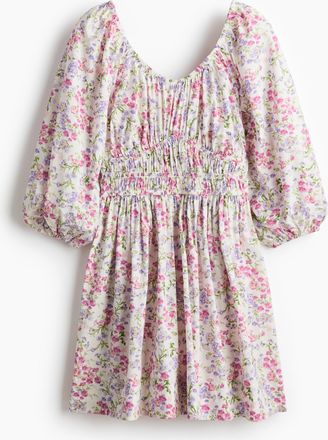 H&M Ausgestelltes Baumwollkleid - White