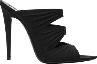 Saint Laurent Emilie Mules - Dames - Muiltjes - Zwart - 38 1/2 EU - Satijn - Schoenen