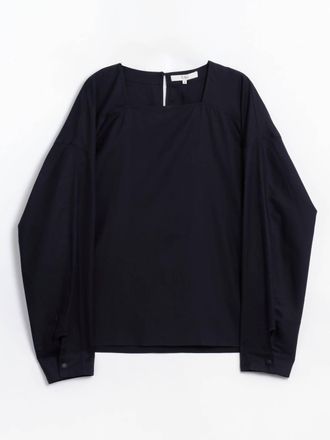 Tibi Womens Lyocell Drape Squareneck Top In Navy