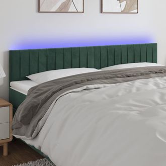 vidaXL Cabecero Con Led De Terciopelo Verde Oscuro 180x5x78/88 Cm Vidaxl